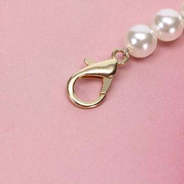 PENTA ANGEL Purse Chain Strap Replacement 3Pcs Imitation Pearl Beads Short Long Handle Shoulder Cross Body Bag Handbag Chains Accessories with Metal Buckles