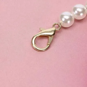 PENTA ANGEL Purse Chain Strap Replacement 3Pcs Imitation Pearl Beads Short Long Handle Shoulder Cross Body Bag Handbag Chains Accessories with Metal Buckles