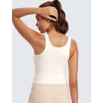 CRZ YOGA Womens Butterluxe Double Lined Workout Tank Tops Scoop Neck Racerback Cropped Casual Sleeve...