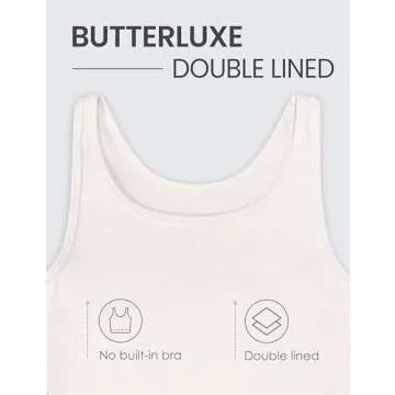 CRZ YOGA Womens Butterluxe Double Lined Workout Tank Tops Scoop Neck Racerback Cropped Casual Sleeveless Shirt White Apricot Small