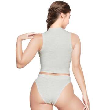 YIANNA Women's Stylish Mock Neck Sleeveless Crop Top