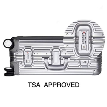 TRAVELKING All Aluminum Luggage Zipperless Hard Shell Suitcase with TSA Lock Spinner Wheels Lightweight Metal Alloy Suitcases (Silver, 24 inch)