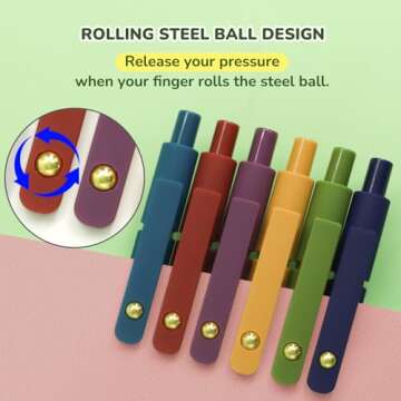 UIXJODO Gel Pens, 6 Pcs Black Ink Pens for Women, 0.5mm Fine Point Smooth Writing Pens, High-End Ser...