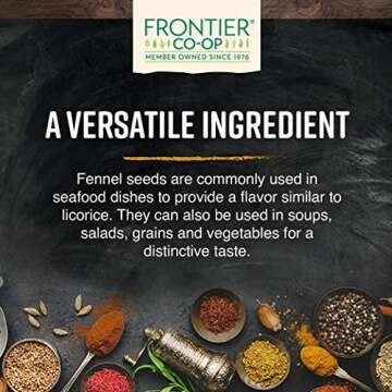 Frontier Co-op Whole Fennel Seed, 16-Ounce Bulk, Mild Sweet Flavor, Aromatic, Reminiscent of Licorice, Kosher