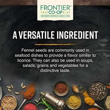 Frontier Co-op Whole Fennel Seed, 16-Ounce Bulk, Mild Sweet Flavor, Aromatic, Reminiscent of Licorice, Kosher