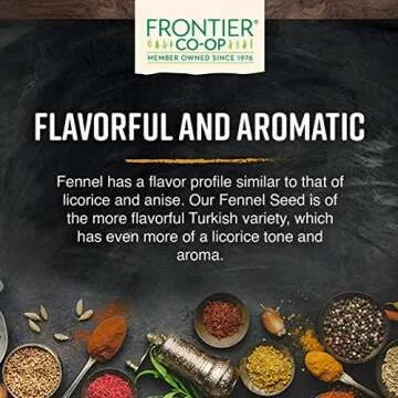 Frontier Co-op Whole Fennel Seed, 16-Ounce Bulk, Mild Sweet Flavor, Aromatic, Reminiscent of Licorice, Kosher