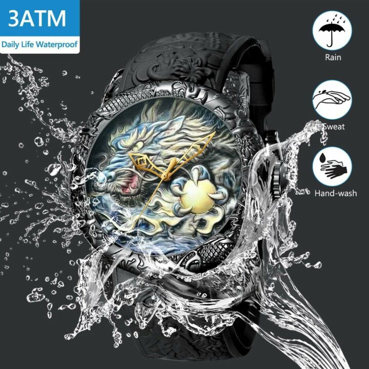 Luxury MASTOP 3D Dragon Quartz Watch for Men