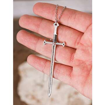 HAQUIL Sword Pendant Chain Necklace Jewelry Penndant Necklace for Men and Women Gift (Sword 04)