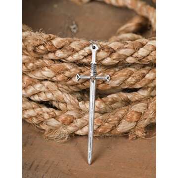 HAQUIL Sword Pendant Chain Necklace Jewelry Penndant Necklace for Men and Women Gift (Sword 04)