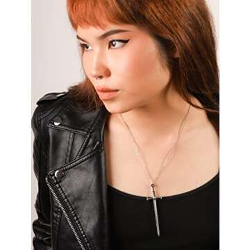 HAQUIL Sword Pendant Chain Necklace Jewelry Penndant Necklace for Men and Women Gift (Sword 04)