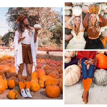 v28 Women Juniors 80s Eighty's Ribbed Leg Warmers for Party Sports (Orange)