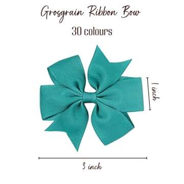 choicbaby 60pcs 3 Inches Boutique Grosgrain Ribbon Pinwheel Hair Bows for Baby Girls, Toddler Bows H...