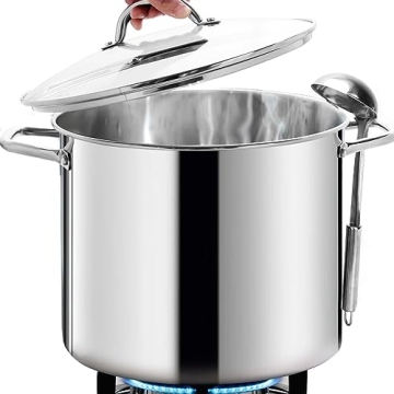 HOMICHEF Commercial Grade 20QT Stock Pot with Lid - Nickel Free Stainless Steel for Healthy Cooking,...