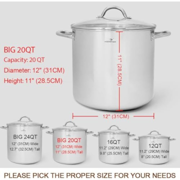 HOMICHEF 20QT Nickel Free Stainless Steel Stockpot