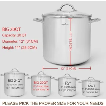 HOMICHEF 20QT Nickel Free Stainless Steel Stockpot