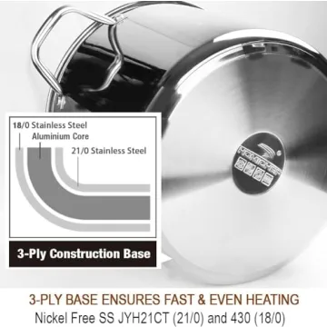 HOMICHEF 20QT Nickel Free Stainless Steel Stockpot