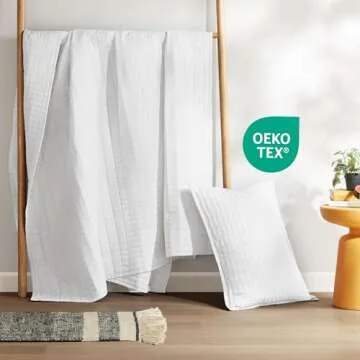 Comfort Spaces Kienna Quilt Set-Luxury Double Sided Stitching Design Summer Blanket, Lightweight, Soft, All Season Bedding Layer, Matching Sham, White, Coverlet Twin/Twin XL(66"x90") 2 Piece