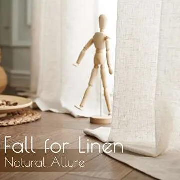 jinchan Linen Curtains, Light Filtering Window Drapes with Grommet Top, Linen Beige Crude Curtains 2 Panels for Living Room Farmhouse Bedroom (W50 x L63, Ecru)