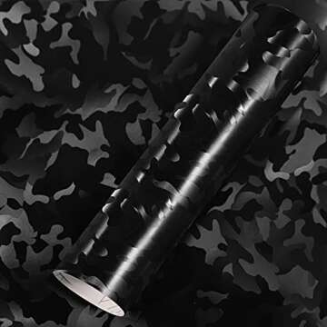 TECKWRAP Camouflage Vinyl Adhesive Vinyl Car Wrap Film Roll with Air Release 11.5"x 60", Ghost Black