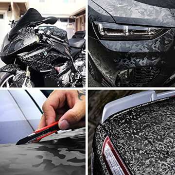 TECKWRAP Camouflage Vinyl Adhesive Vinyl Car Wrap Film Roll with Air Release 11.5"x 60", Ghost Black