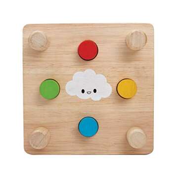 Amazon Basics Wooden Motor Skills Play Set – Hammer Peg, Stacking Ring, Fruits & Vegetables, Puzzle Gears – For 2+ Years, Multicolor