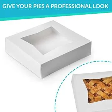 Cake Boxes - Set of 15 Pie Window Boxes 10 Inches by 10 Inches by 2 1/2 Inches White Paperboard Bakery Box by Upper Midland Products