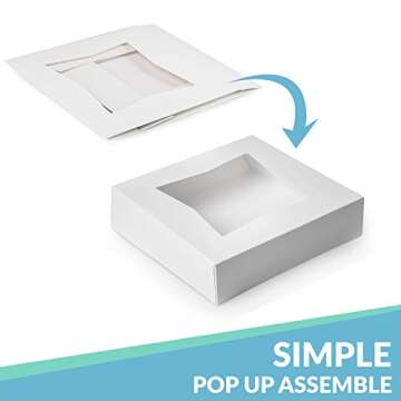 Cake Boxes - Set of 15 Pie Window Boxes 10 Inches by 10 Inches by 2 1/2 Inches White Paperboard Bakery Box by Upper Midland Products