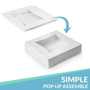 Cake Boxes - Set of 15 Pie Window Boxes 10 Inches by 10 Inches by 2 1/2 Inches White Paperboard Bakery Box by Upper Midland Products