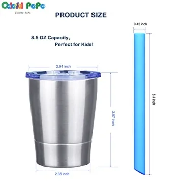 Colorful PoPo Kids Cups 2 Pack - Insulated Tumbler for Toddlers