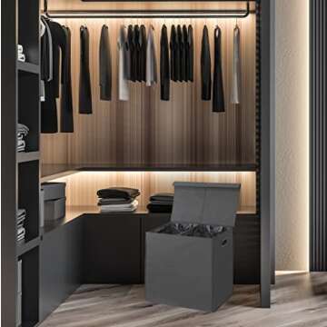 Simple Houseware Double Laundry Hamper with Lid and Removable Laundry Bags, Dark Grey