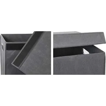 Simple Houseware Double Laundry Hamper with Lid and Removable Laundry Bags, Dark Grey