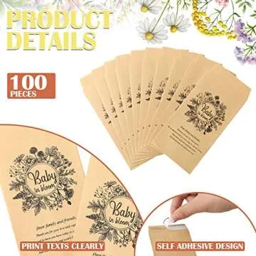 Fumete Baby Shower Seed Packet - 100 Self Adhesive Envelopes