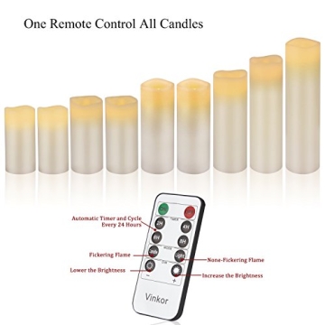 Vinkor Flameless Candles with Remote Timer and Brightness Control