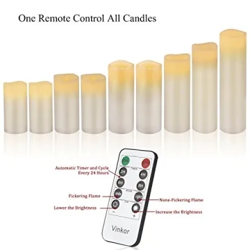 Vinkor Flameless Candles with Remote Timer and Brightness Control