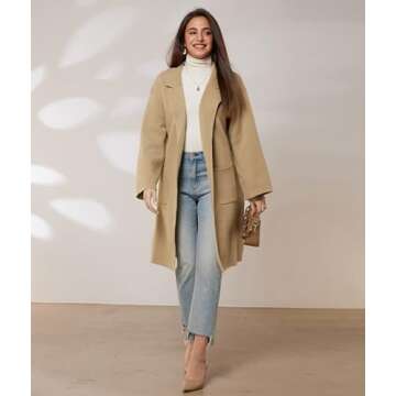 GRACE KARIN Women's Long Cardigan Sweaters Trendy 2023 Knit Winter Coats Open Front Casual Fall Jackets Sweater Khaki S