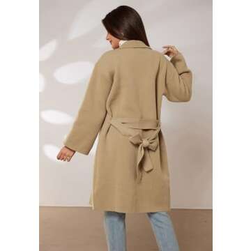 GRACE KARIN Women's Long Cardigan Sweaters Trendy 2023 Knit Winter Coats Open Front Casual Fall Jackets Sweater Khaki S