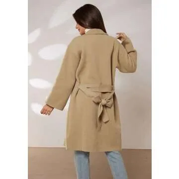 GRACE KARIN Women's Long Cardigan Sweaters Trendy 2023 Knit Winter Coats Open Front Casual Fall Jackets Sweater Khaki S