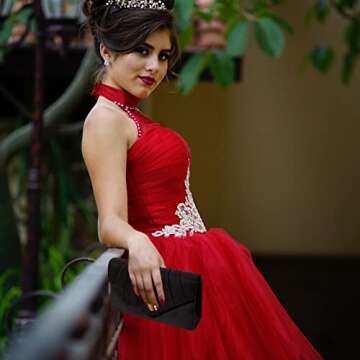 BBjinronjy Clutch Purses for Women Evening Bag Women's with Detachable Chain Wedding Prom Faux Suede...