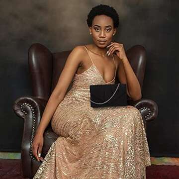 BBjinronjy Clutch Purses for Women Evening Bag Women's with Detachable Chain Wedding Prom Faux Suede (Black-Suede)