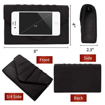 BBjinronjy Clutch Purses for Women Evening Bag Women's with Detachable Chain Wedding Prom Faux Suede (Black-Suede)