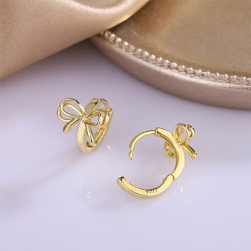 TONLUYAX Gold Bow Hoop Earrings - Elegant and Lightweight