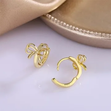 TONLUYAX Gold Bow Hoop Earrings - Elegant and Lightweight
