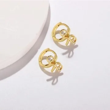 TONLUYAX Gold Bow Hoop Earrings - Elegant and Lightweight