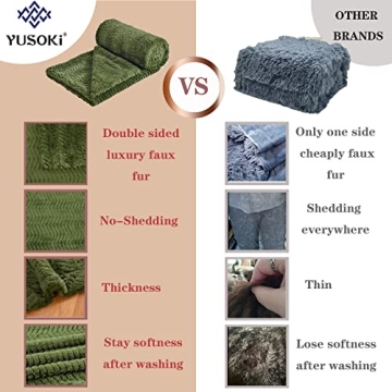 YUSOKI Luxury Faux Fur Double Sided Throw Blanket