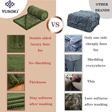 YUSOKI Luxury Faux Fur Double Sided Throw Blanket