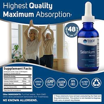 Trace Minerals | Liquid Ionic Selenium 300 mcg Dietary Supplement | Antioxidant, Supports Immunity, Thyroid Health | Vegan, Gluten Free, Non-GMO | 2 fl oz (2 pack), 96 servings