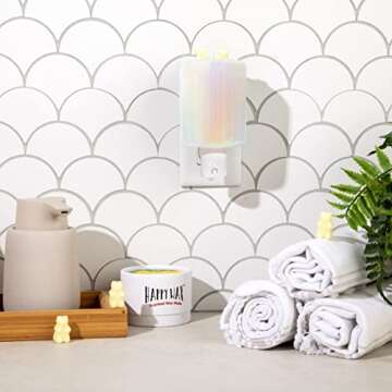 Happy Wax Iridescent Pink Outlet Timer Warmer for Scented Wax - Compact Ceramic Wall Plug in Wax Mel...