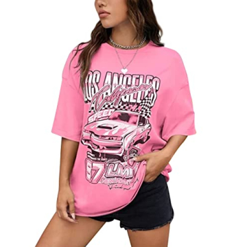 MISSACTIVER Women’s Oversized Graphic Print T-Shirt Cartoon Drop Shoulder Short Sleeve Casual Grap...