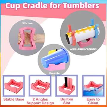 Perfect Pumbler Clamp Machine,Tumbler Clamp for Sublimation,Cup Cradle for Crafting Tumblers,Sublimation Cup Holder Clamp for 20oz 15oz Cups,Mug Clamps for Sublimation,Tumbler Wrapper (Pink&Blue)
