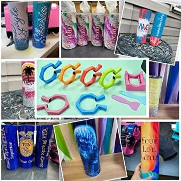 Perfect Pumbler Clamp Machine,Tumbler Clamp for Sublimation,Cup Cradle for Crafting Tumblers,Sublimation Cup Holder Clamp for 20oz 15oz Cups,Mug Clamps for Sublimation,Tumbler Wrapper (Pink&Blue)